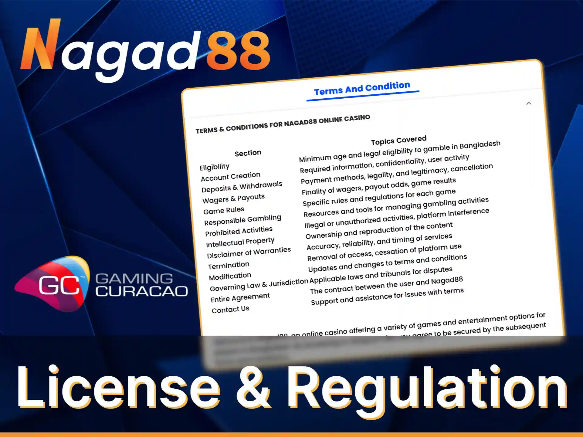 Nagad88 platform operates under a valid gaming license.