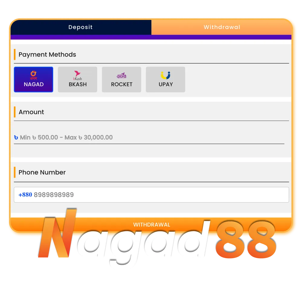 Easily withdraw money from Nagad88.