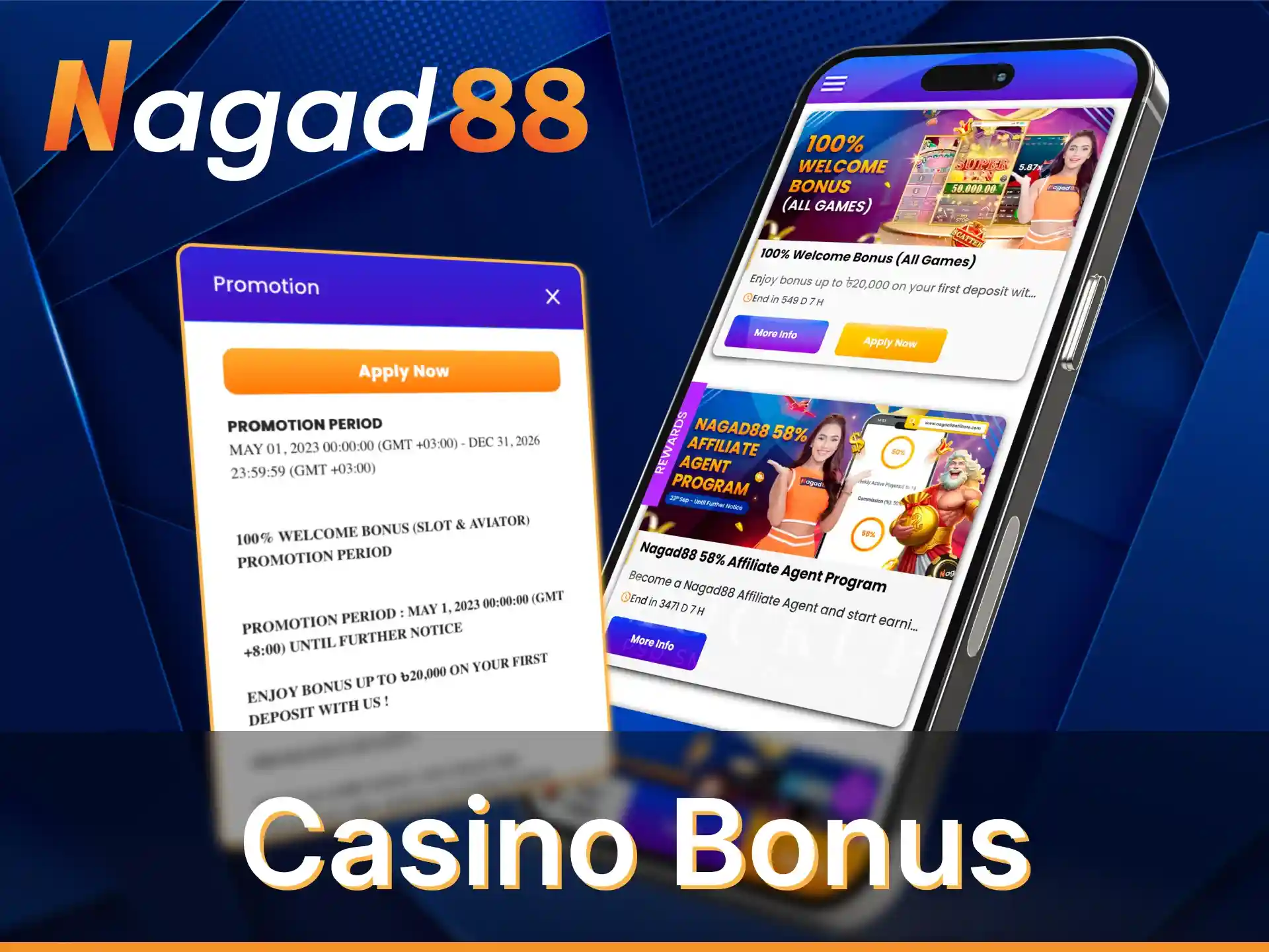 Take advantage of the special casino bonus in the Nagad88 app.