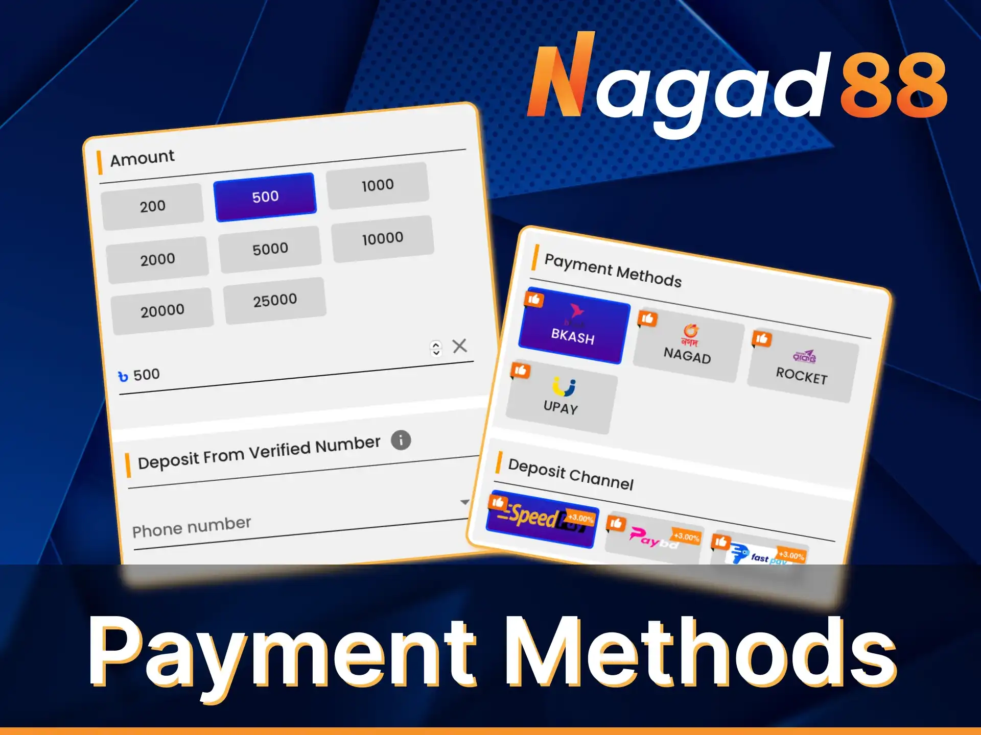 The Nagad88 app offers many ways to deposit and withdraw your winnings.