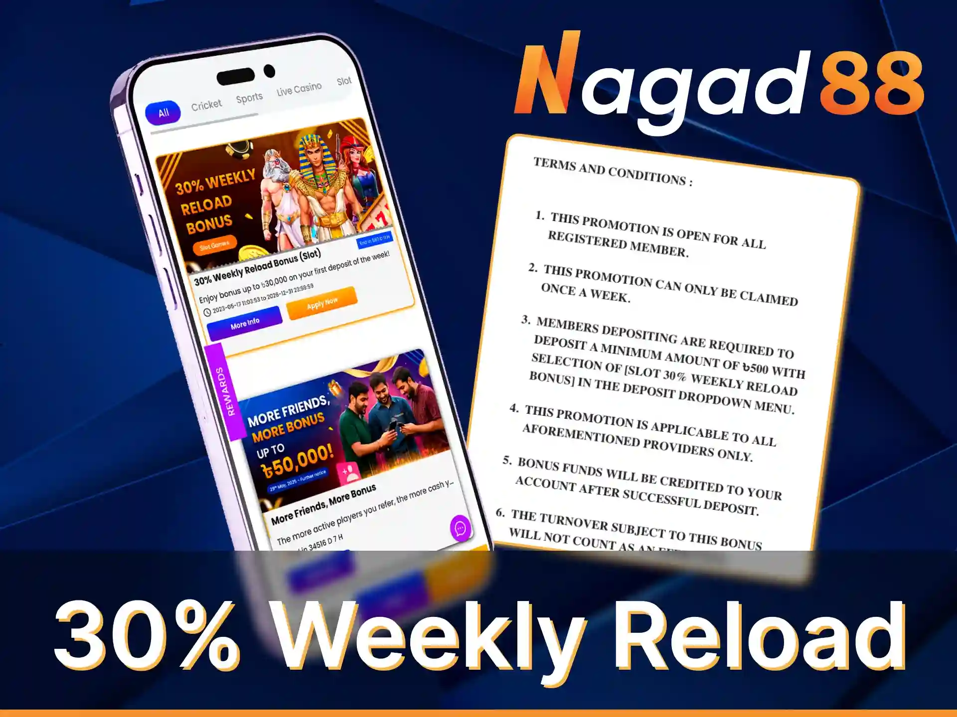 Get Weekly Reload Casino Bonus at Nagad88.