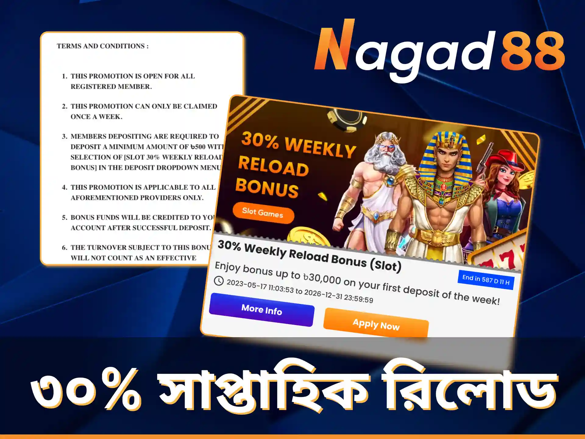 Nagad88 এ সাপ্তাহিক রিলোড ক্যাসিনো বোনাস পান।